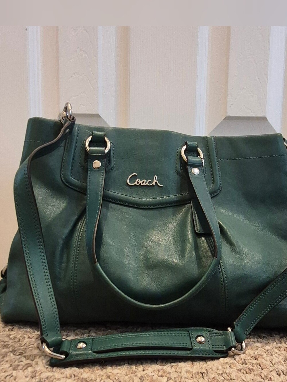Coach Green Leather Shoulder Bag